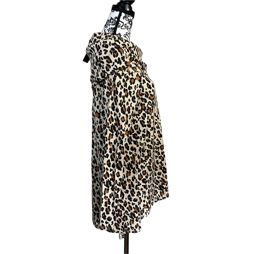 Gibsonlook Leopard Animal Print Convertible Neckline Cozy Fleece Tunic Small - Picture 6 of 7